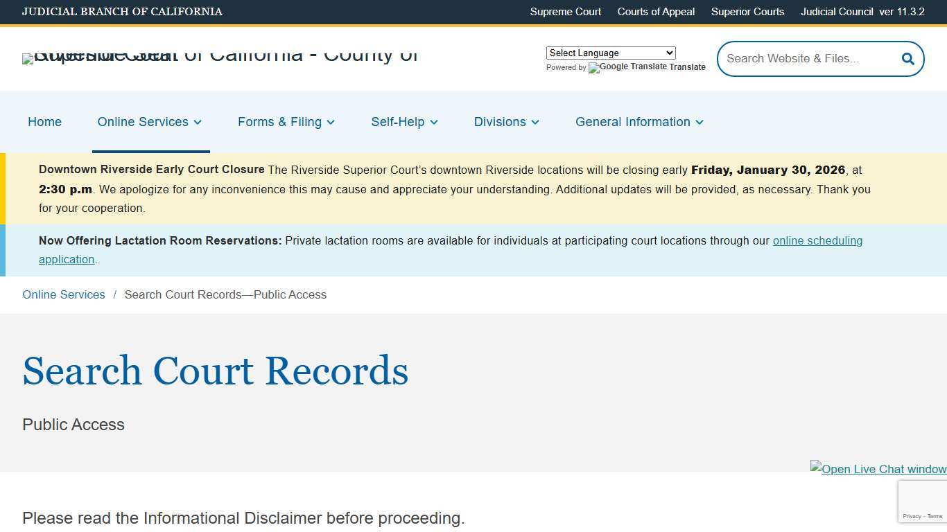 Search Court Records—Public Access Superior Court of California County of Riverside